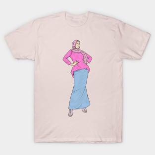 Hijab Girl Blue And Pink T-Shirt